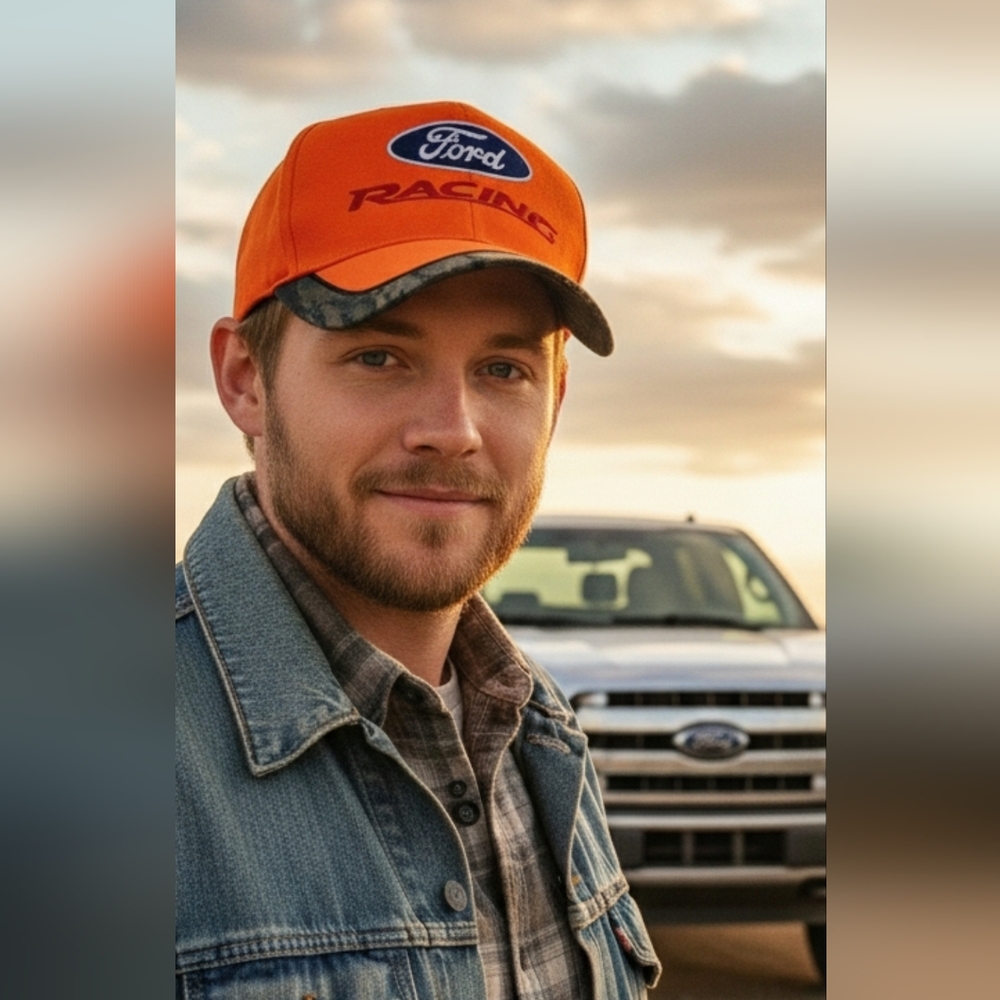 Ford Racing Orange Hat with Camo Detail